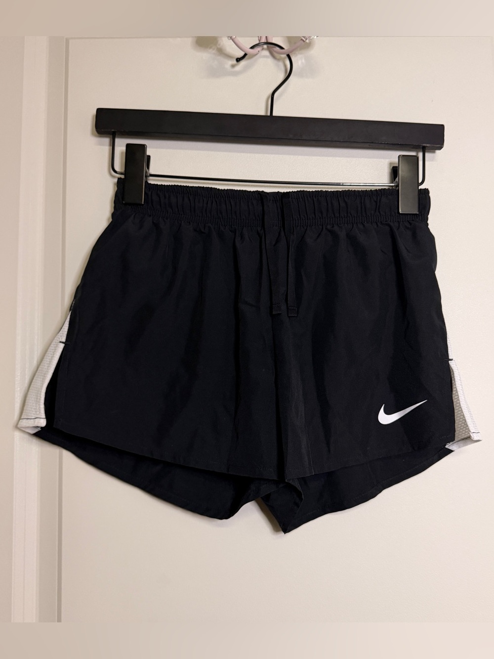 Nike Black Women's Athletic Running Shorts with White Swoosh
